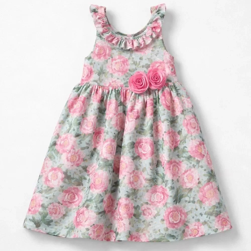 Laura Ashley London Mint green and pink floral formal party dress Easter size 5